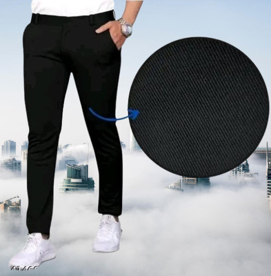 CIVIRASTYLE Slim Fit Men Black Trousers