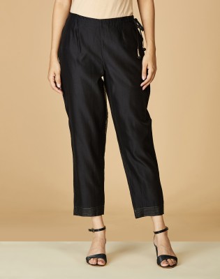 Fabindia Regular Fit Women Black Trousers