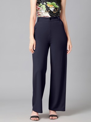 FAB INN Regular Fit Women Dark Blue Trousers