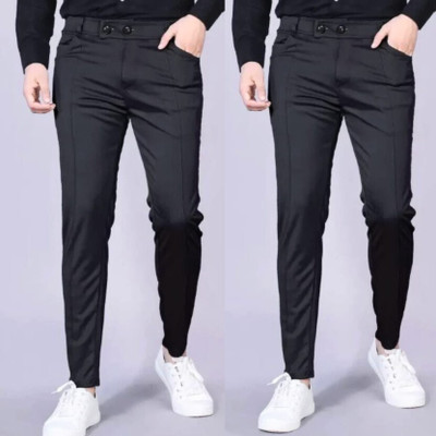 Anshulgarments Regular Fit Men Black Trousers
