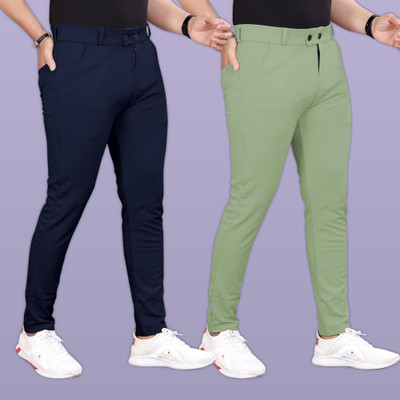 GIBBONTE Slim Fit Men Blue, Light Green Trousers