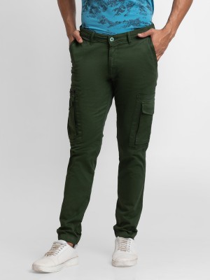 Spykar Slim Fit Men Green Trousers