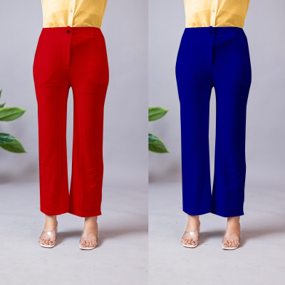 INDIANRANG Regular Fit Women Red, Blue Trousers