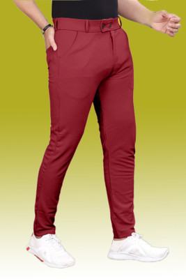 SK Clasy Slim Fit Men Maroon Trousers