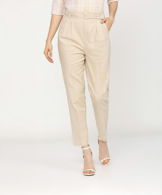 Tokyo Talkies Tapered Women Beige Trousers