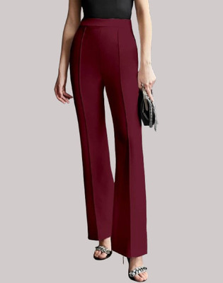 HouseOfCommon Regular Fit Women Maroon Trousers