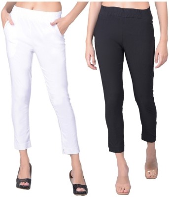 Comfort Lady Comfort Fit Women White, Black Trousers