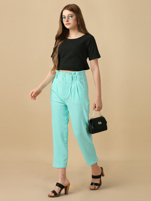 URBAN LUXE Slim Fit Women Light Green Trousers
