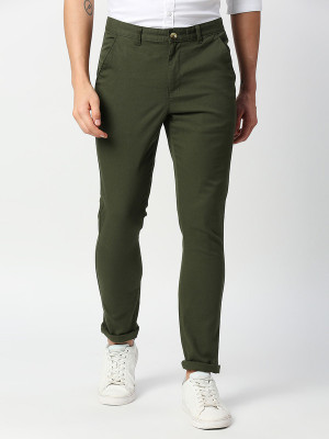 THOMAS SCOTT Slim Fit Men Dark Green Trousers