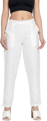 HouseOfCommon Slim Fit Women White Trousers