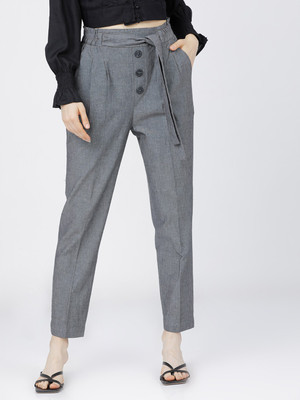 Tokyo Talkies Tapered Women Grey Trousers