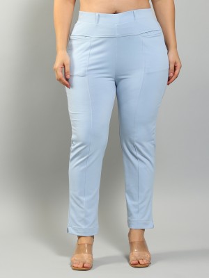 Plus Size Relaxed Women Light Blue Trousers