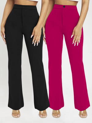 Toochki Regular Fit Women Black, Pink Trousers