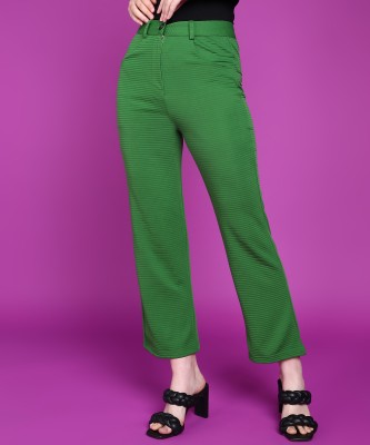 POPWINGS Relaxed Women Green Trousers