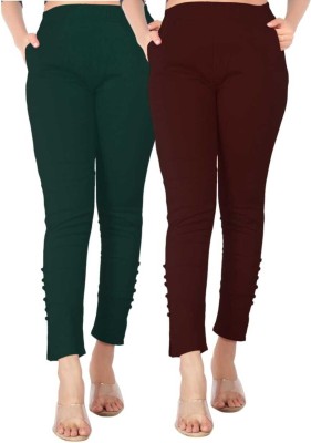 DEEPA ENTERPRISE Regular Fit Women Dark Green, Brown Trousers