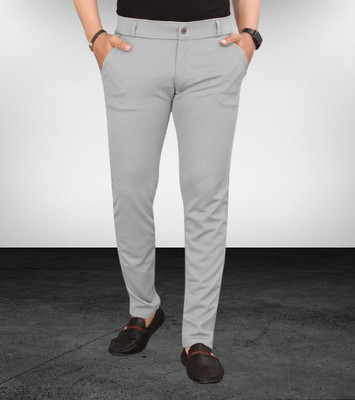 ynam Slim Fit Men Grey Trousers