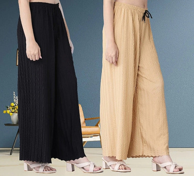 FWB Relaxed, Regular Fit Women Black, Cream Trousers