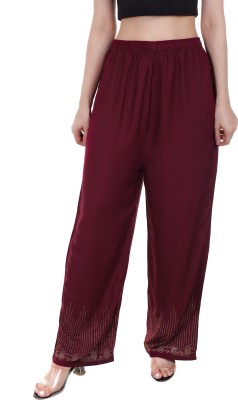 LYROO Flared Women Maroon Trousers