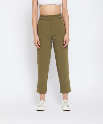 WineRed Regular Fit Women Green Trousers
