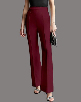 HouseOfCommon Regular Fit Women Maroon Trousers