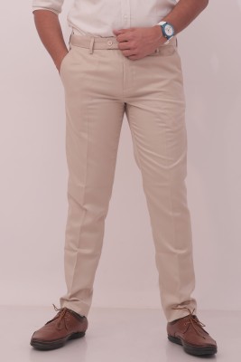 Satystyle Regular Fit Men Cream Trousers