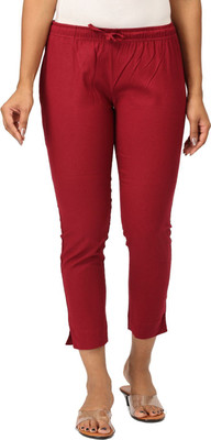 i TEX Regular Fit Women Maroon Trousers