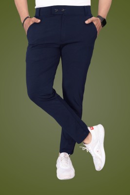 METRONAUT Slim Fit Men Lycra Blend Dark Blue Trousers