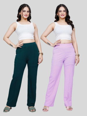 NJFAB Regular Fit Women Green, Purple Trousers