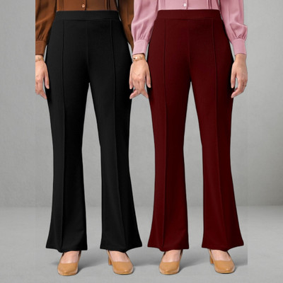 nitafashion Loose Fit Women Black, Maroon Trousers