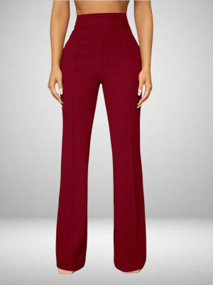 Looksky Comfort Fit Women Maroon Trousers