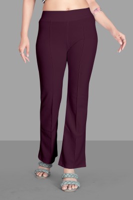 Btstyle Regular Fit Women Purple Trousers