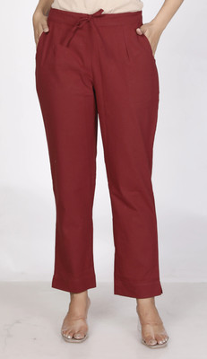 D-image Regular Fit Women Maroon Trousers