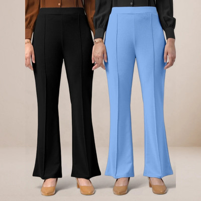 jenile stoor Loose Fit Women Black, Light Blue Trousers