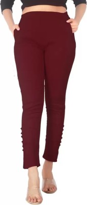 TOLIKE Slim Fit Women Maroon Trousers