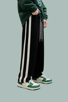 GIBBONTE Regular Fit Men Black, White Trousers