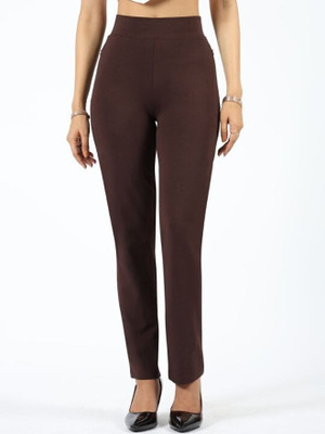 BlissClub AM:PM Cotton Straight Pants - Tall Straight Fit Women Brown Trousers
