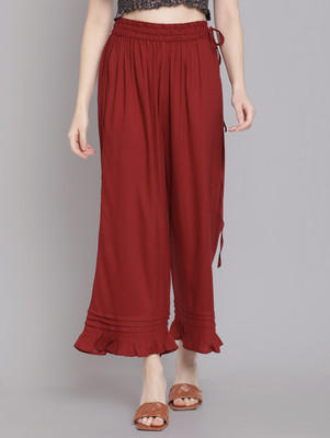 Moda Rapido Flared Women Maroon Trousers