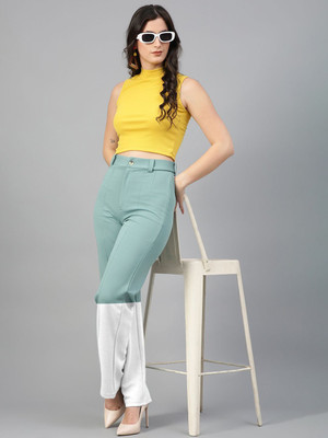 KOTTY Regular Fit Women Green, White Trousers