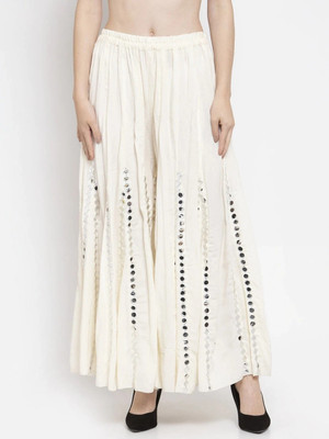 OMAAYA Comfort Fit Women Cream Trousers