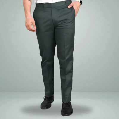 ZEE GOLD Relaxed Men Green Trousers