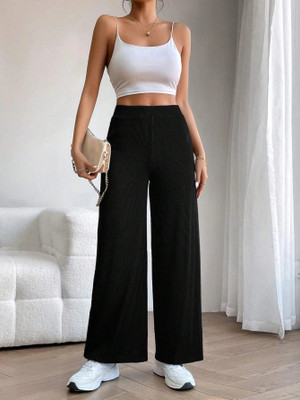 Leriya Fashion Regular Fit Women Black Trousers
