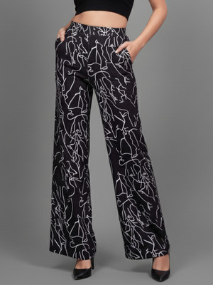 DTR FASHION Flared Women Black Trousers