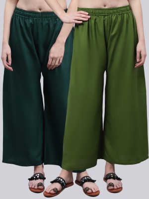 VALLES365 by S.c. Flared Women Dark Green, Green Trousers