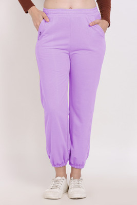 CLOTHINK India Regular Fit Women Purple Trousers