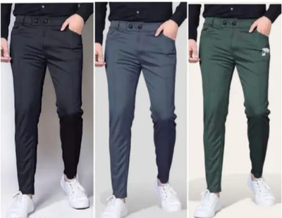 PV STORE Regular Fit Men Green, Grey, Black Trousers
