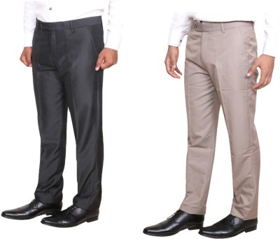 KAVYA Regular Fit Men Cream, Purple Trousers