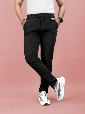 Flicfol Regular Fit Men Black Trousers