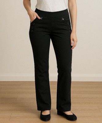 Luckycollection Skinny Fit Women Black Trousers