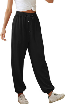TRUFFLEGUM Loose Fit Women Black Trousers