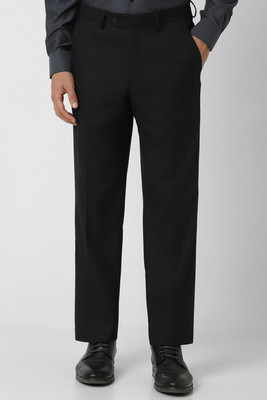 VAN HEUSEN Regular Fit Men Black Trousers
